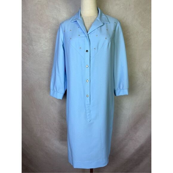 Vintage 1970s Blue Shift Dress - Picture 1 of 6